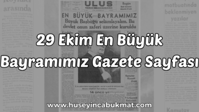 29 Ekim En Büyük Bayramımız Gazete Sayfası
