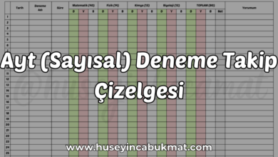 Ayt (Sayısal) Deneme Takip Çizelgesi