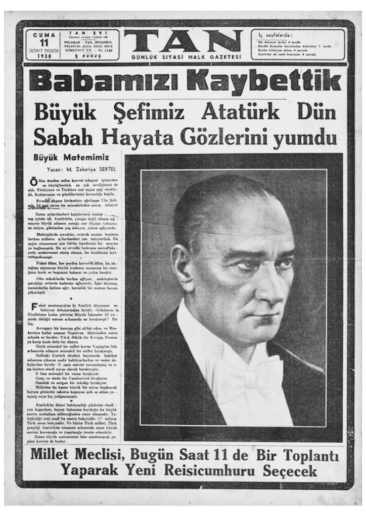 10 Kasım Babamızı Kaybettik Gazete Sayfası