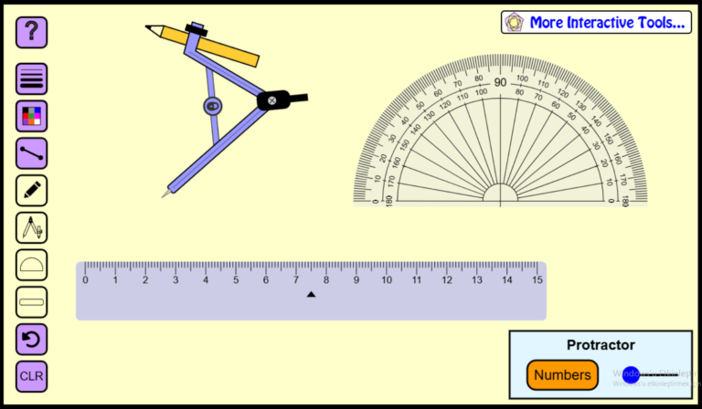 Mathspad İnteraktif Araçlar (Pergel, Açıölçer, Cetvel)