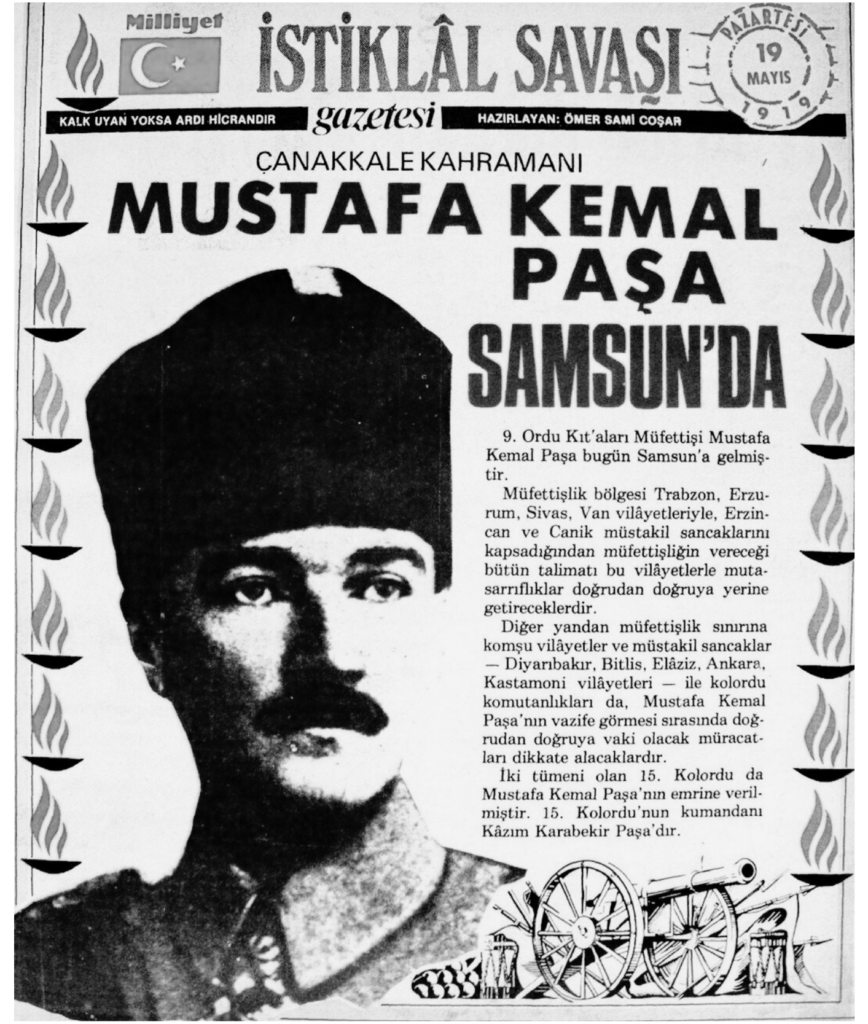 Mustafa Kemal Paşa Samsun'da Gazete Sayfası