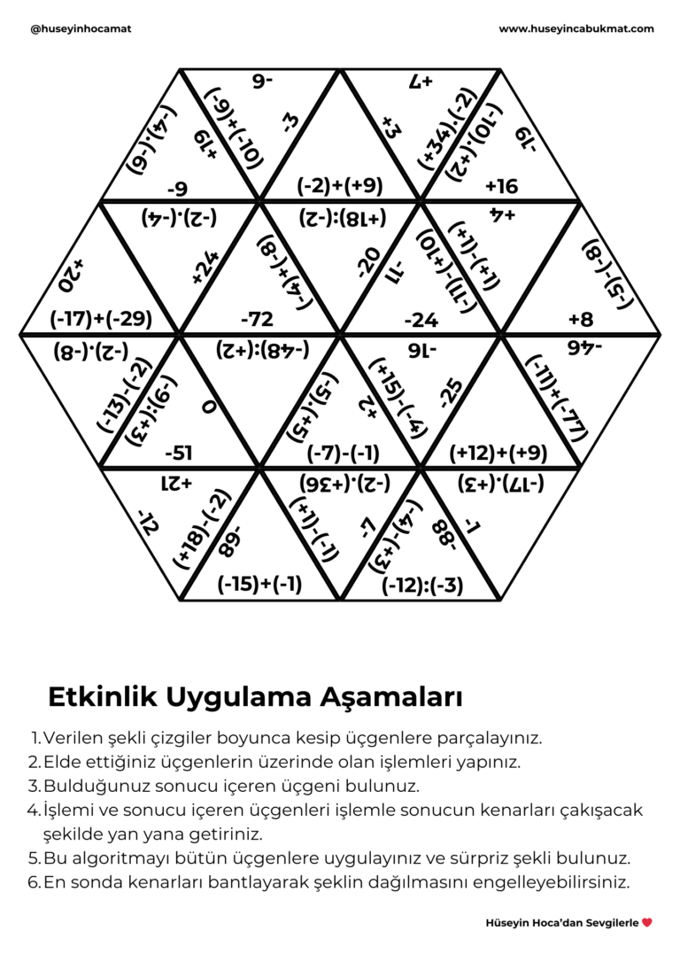 7. Sınıf Tam Sayılarla İşlem Etkinliği